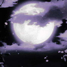 LibPaste logo: a glowing full moon behind lavender clouds, with cherry blossom petals drifting through the night sky